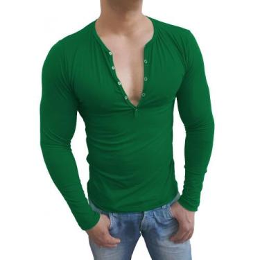 Imagem de Camiseta Botão Pressão manga longa - Sjons Modas, g, Verde