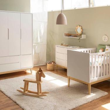 Imagem de Kit Quarto Theo com Pés Square Natural - Berço Mini Cama + Cômoda 6 Ga