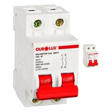 Imagem de 2 Disjuntor Bipolar 63 Amperes Curva C Ourolux