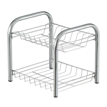 Imagem de Escorredor de Louça Duplo 08 Pratos Desmontável Cromado Organização Cozinha