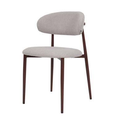 Imagem de Cadeira Lucy Com Estofado em Linho Cinza e Estrutura Metálica para Ambientes Clássicos e Modernos