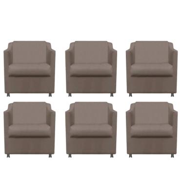 Imagem de Kit 6 Poltronas Bia Decorativa Reforçada Recepção Clinica Salão Sala De Estar Suede
