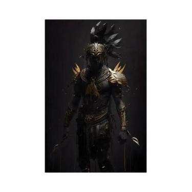 Imagem de Arte da lona do samurai do vintage, preto e ouro, Graffiti abstrato ja