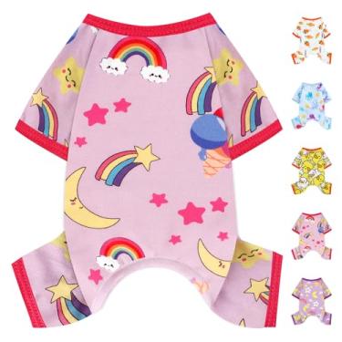 Imagem de Pijamas para cães macios e elásticos, roupas para cães pequenos, meninas, meninos, tamanho médio, primavera, verão, roupas para cachorrinhos, macacões, gatos, roupas para animais de estimação