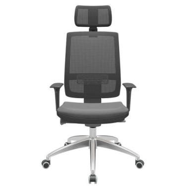 Imagem de Cadeira Office Brizza Tela Preta Com Encosto Assento Facto Dunas Cinza