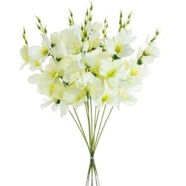 Imagem de Flores artificiais de orquídea borboleta para casamento, decoração de parede e quintal, acessórios para buquê de noiva, fundo para ambientes internos (2 peças/branco leitoso)