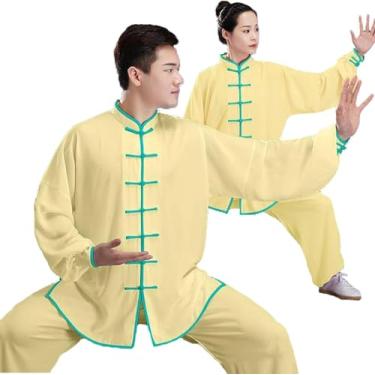Imagem de Tai Chi Uniforme Chinês Tradicional Kung Fu Roupas Artes Marciais Wing Chun Roupas De Treinamento Para Homens Mulheres, Yellow, XXL