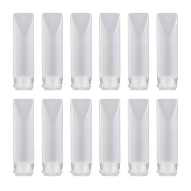 Imagem de LINYUEARUI 12 peças de mangueira de cosméticos de 30 ml de plástico flip loção espremer frasco de xampu creme facial recipiente de viagem, recipiente reutilizável, distribuidor de bomba de cosméticos