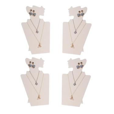Imagem de KunGe Conjunto De 4 Peças Colar Dobrável Veludo Bege, Brincos E Joias, Cavalete, Suporte Para Exibição, Casa Ou Loja, Venda Exposição