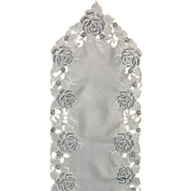 Imagem de Caminho De Mesa Floral Rendado Chicago Floral Com Brilho 40x180cm Joli