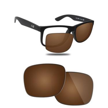 Imagem de Fiskr Lentes polarizadas de substituição compatíveis com óculos de sol RayBan Justin RB4165 54 mm, resistente a impactos e ajuste perfeito - marrom âmbar