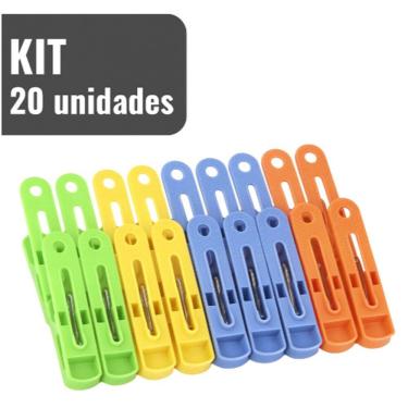 Imagem de Kit com 20 Pregadores de Plástico Coloridos Prendedores para Varal
