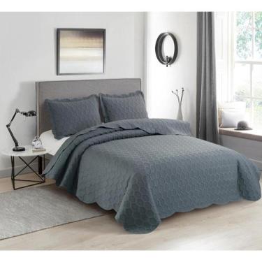 Imagem de KIT COLCHA ILUSION FAVO CASAL 220x240 - Camesa, Chumbo