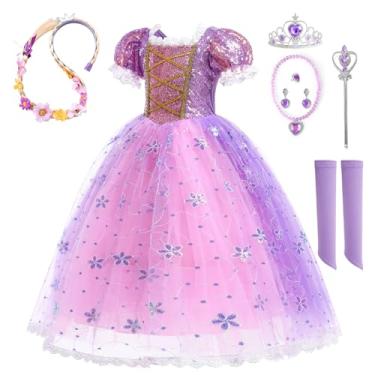 Imagem de Vestido roxo fantasia de princesa para festa de aniversário, tema de Natal, acessório de roupa, Pruplr-rose, 6-7 Anos