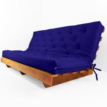 Imagem de Sofá Cama Futon L Acquablock Azul Royal Madeira Nobre Maciça
