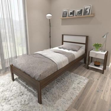 Imagem de Cama de Solteiro para Colchão 88 x 188 cm Multimóveis Cr35008 Nogal/branca
