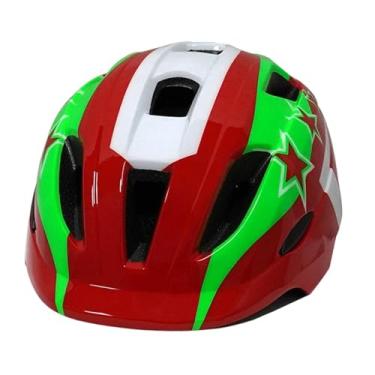 Imagem de KiBcsLic Capacete de bicicleta infantil, capacete de skate leve e respirável para patinação, ciclismo e patins, Verde Branco Vermelho