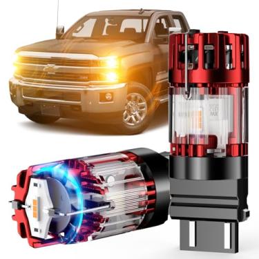 Imagem de ZONBEAM Lâmpadas de seta frontal LED âmbar 3157 PY27/7W para Chevrolet Silverado 2500 3500 HD 2007-2014 - CANBUS sem erros (plug-and-play), sem hiperflash - Potente e super brilhante com ventilador de