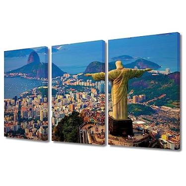 Imagem de Arte de parede de escritório vista aérea de Cristo grande tela arte de parede estátua de Jesus arte contemporânea moderna redentor imagens arte de parede para sala de estar quarto casa decorações