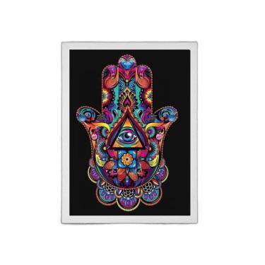 Imagem de Quadro Mão Indiana Hansa Colorido 45X34Cm Moldura Branca