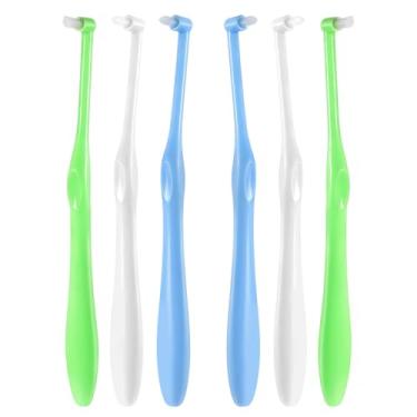 Imagem de Escova de dentes com 6 peças, escova de dentes ortodôntica de cabeça pequena, escovas de gengiva ultra macias para aparelhos, implantes, retentores e limpeza de detalhes dos dentes, cabeça extra