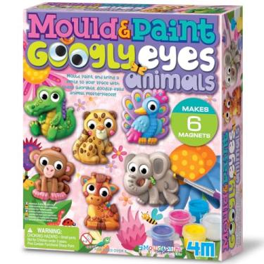 Imagem de 4M Mould & Paint Googly Eyes Animals, Arts and Crafts Kit to Cast, Create and Paint 6 Fridge Magnets or Badges, for Boys and Girls Ages 5-12 Years
