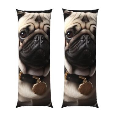 Imagem de Capa de travesseiro corporal com zíper oculto, fronha longa de microfibra macia e respirável para travesseiro corporal, capas de travesseiro de cachorro pug legais para dormir, presente de cama, 50 x