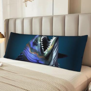 Imagem de Capa de travesseiro de corpo de peixe bacana de microfibra ultramacia fronha longa respirável e sedosa com zíper decorativo roupa de cama fronha corporal para adultos, 50 x 137 cm