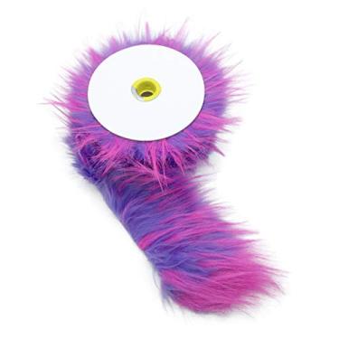 Imagem de Furryvalley Fita de pele sintética com acabamento de pele de raposa Raccon, listra peluda para chinelos, franja, 2 metros (rosa arroxeado)