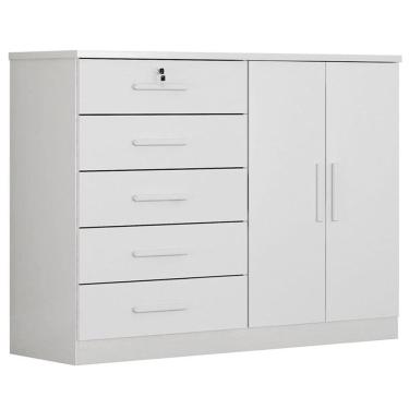 Imagem de Cômoda Seul 2 Portas 5 Gavetas Neve - Novo Horizonte