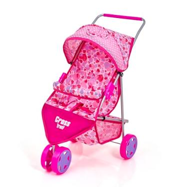 Imagem de Carrinho de Boneca Super Premium Luxo Coração Pink 3 Rodas Menina