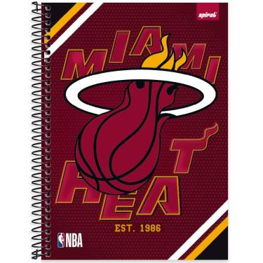 Imagem de Caderno Universitário Capa Dura 1 x 1 80 Folhas NBA Miami Heat 2524031 Spiral NBA