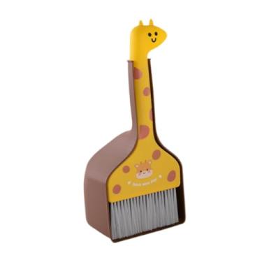 Imagem de Generic Conjunto de vassoura e pá de lixo para crianças, conjunto de brinquedos de limpeza doméstica, acessórios de brinquedo de faz de conta, mini vassoura e, Marrom