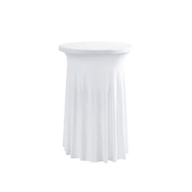 Imagem de Toalha de mesa elástica de grau para balcões de bar e mesas de coquetel, toalha de mesa redonda, branca, 60 x 110 cm