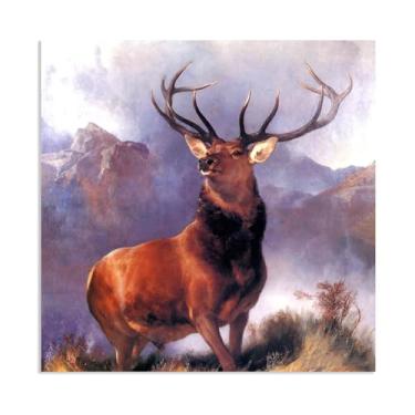 Imagem de Edwin Landseer Impressão em tela Arte de parede O Monarca do Glen Pintura em Tela Edwin Landseer Poster Imagem para quarto sala de estar arte decoração de parede 70x70 cm (71.1x71.1 cm) sem moldura