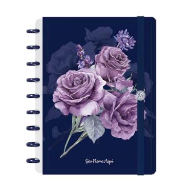 Imagem de Caderno de Disco Inteligente Personalizado Iscool M Floriografia Rosas Lavanda Azul