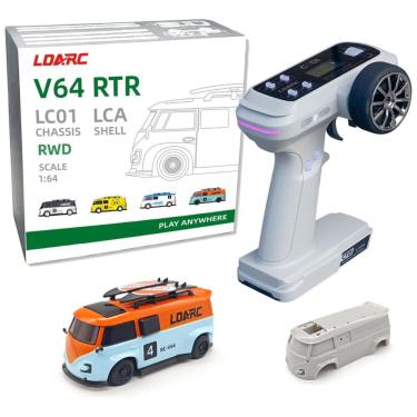 Imagem de Mini Carro RC Escala 1:64 com Controle Remoto de 2,4 GHz e Iluminação RGB Modelo Hobby...