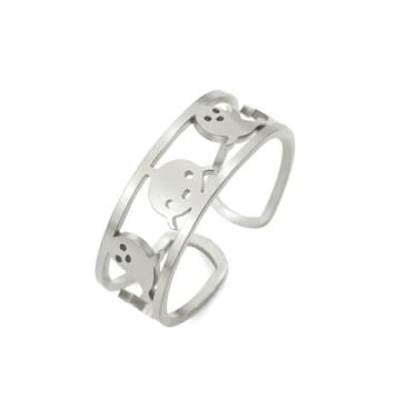 Imagem de Amaxer Aço inoxidável ajustável Halloween lindo anel fantasma abóbora para festas à fantasia acessório festivo (prata)