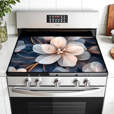 Imagem de AOHMPT Capa de fogão de silicone multidesign para fogões de vidro/elétricos - Tapete protetor resistente ao calor 3 em 1, escorredor antiderrapante 71 x 50 cm