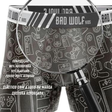 Imagem de Kit 10 Cueca Box Infantil Microfibra - Bad Wolf, P, Lisas e estampadas
