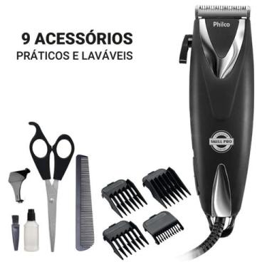Imagem de Máquina De Cortar Cabelo Barba Aparador 9 Acessórios Philco Profission