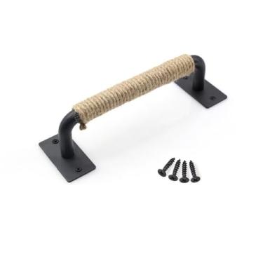 Imagem de Maçaneta de porta de celeiro simples, maçaneta rústica para porta de correr, ferragem, aço carbono preto, puxador de por