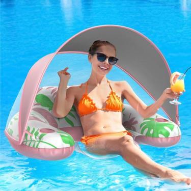 Imagem de Flutuador de piscina LAYCOL Premium Adult com dossel de capacidade de 