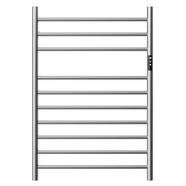 Imagem de MENATT Toalheiro aquecido montado na parede, aquecedor de toalhas elétrico de aço inoxidável de 10 barras para banheiro, toalheiro com temporizador embutido, aquecimento rápido (níquel escovado)