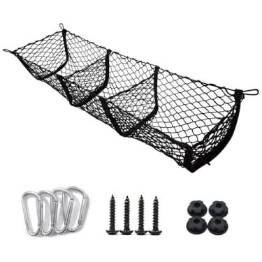 Imagem de Rede Organizadora para Porta-Malas, 3 Bolsos, Malha de Poliéster Reforçada, Kit de Instalação com Ganchos e Suportes, para Carros, SUVs e Pickups