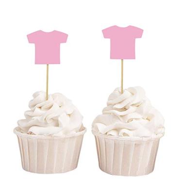 Imagem de Darling Souvenir, Camiseta Baby Its a Girl Cupcake Toppers, Decorações de Sobremesa de Chá de Bebê - Pacote com 40