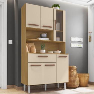 Imagem de Cozinha Completa Compacta Cancun 6 Portas 1 Gaveta Carvalho/Off White 