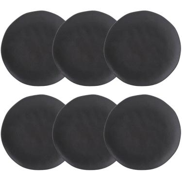 Imagem de Jogo 6 Pratos Rasos Orgânicos Preto 26,5cm Cerâmica Stoneware Sushi Sashimi Porto Brasil