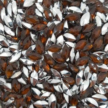 Imagem de Colagem Navete Strass Acrílico Marrom Transparente 5x10mm 100pçs 8g - 
