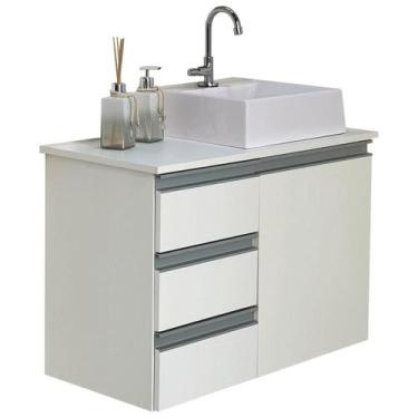 Imagem de Gabinete Balcão Banheiro Mdf - Abrzo 70Cm Com Cuba - Abrazzo Home Deco